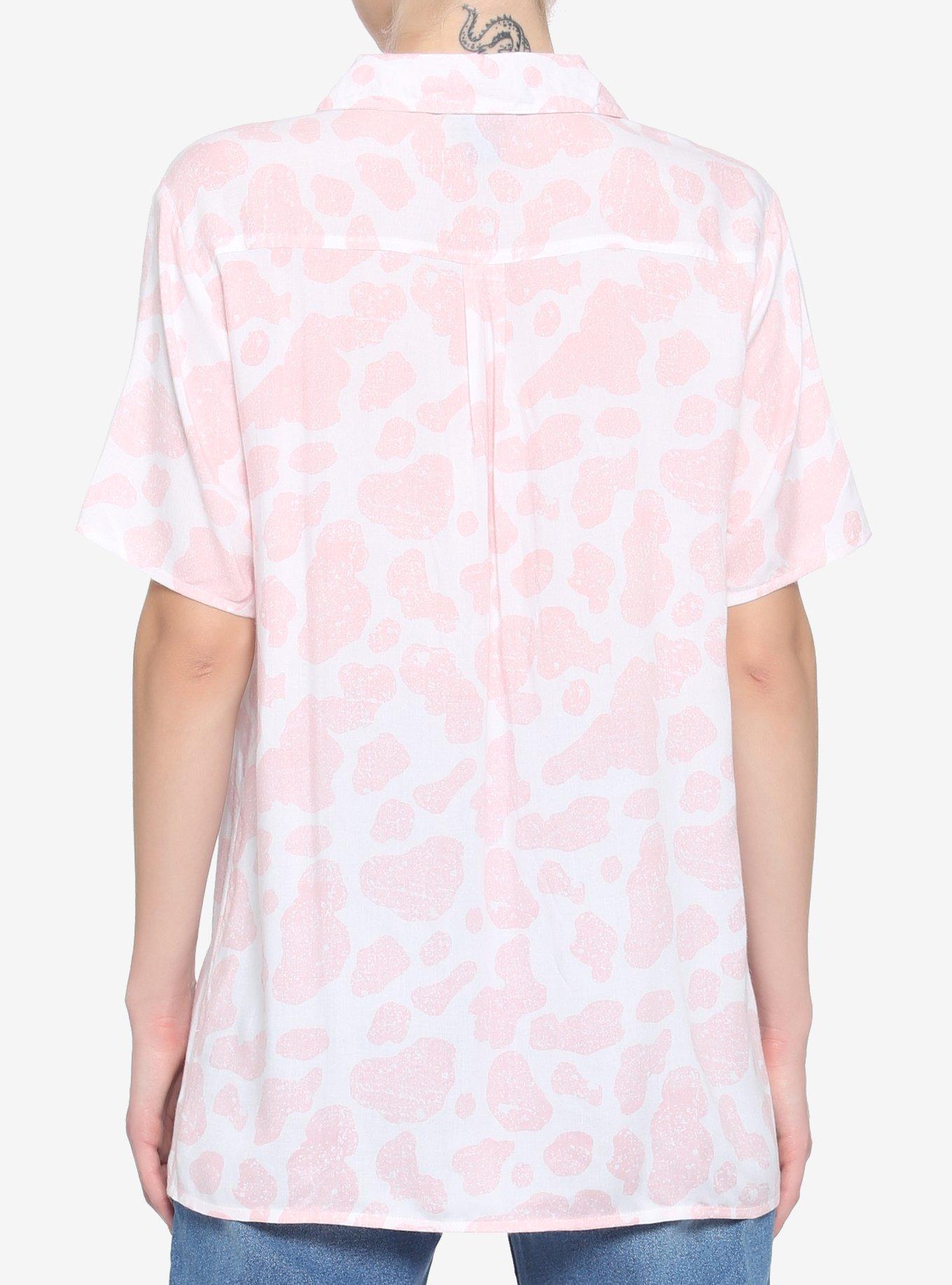 Strawberry Cow Girls Woven Button-Up, PINK, alternate