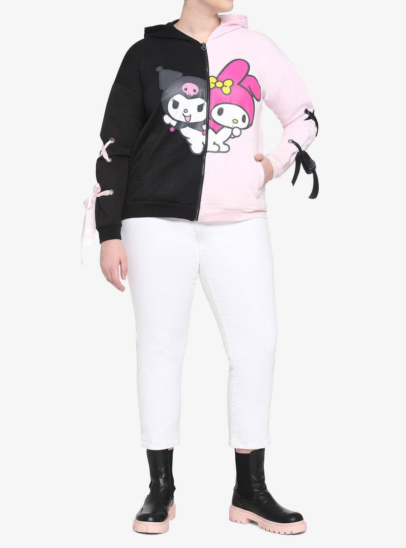 My Melody & Kuromi Split Lace-Up Girls Hoodie Plus Size, MULTI, alternate