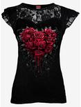 Bleeding Heart Lace Layered T-Shirt, BLACK, alternate