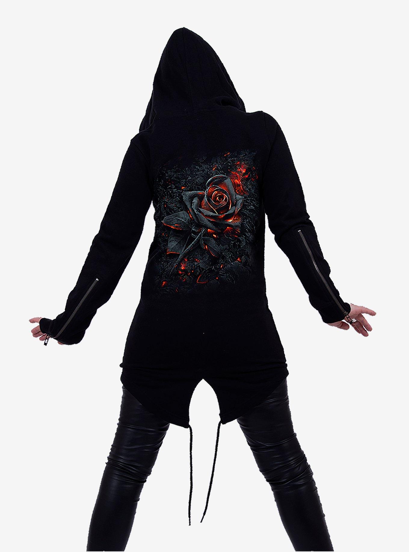 Burnt Rose Fish Tail Zip Hoodie, BLACK, alternate