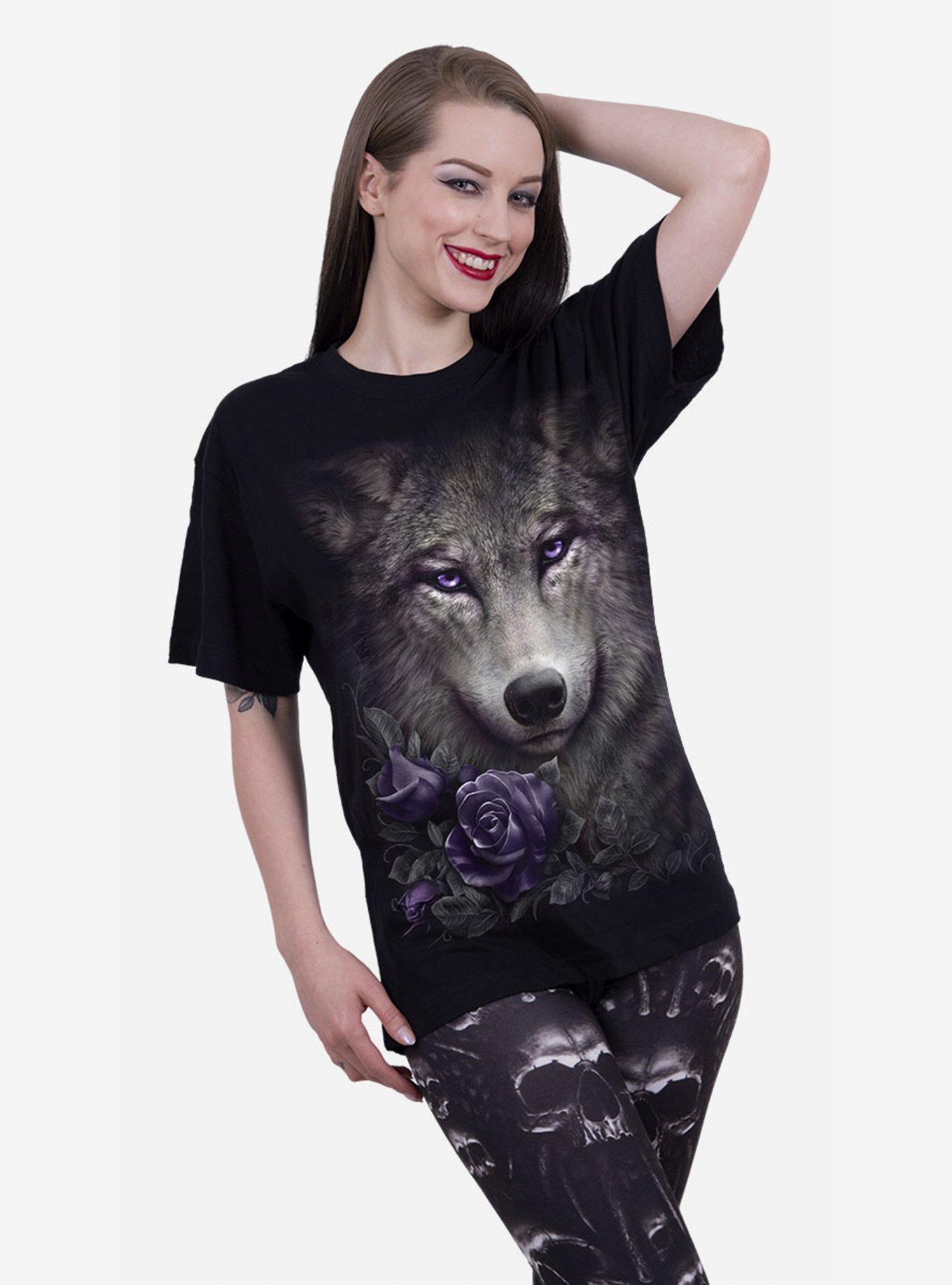 Wolf Roses T-Shirt, BLACK, alternate