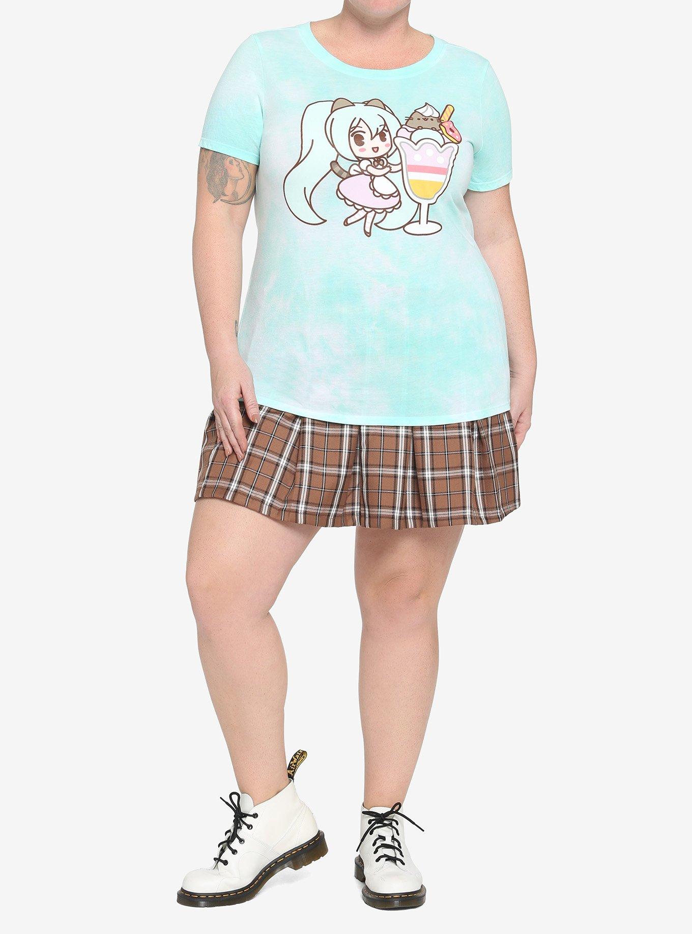 Hatsune Miku X Pusheen Sundae Tie-Dye Girls T-Shirt Plus Size, MULTI, alternate