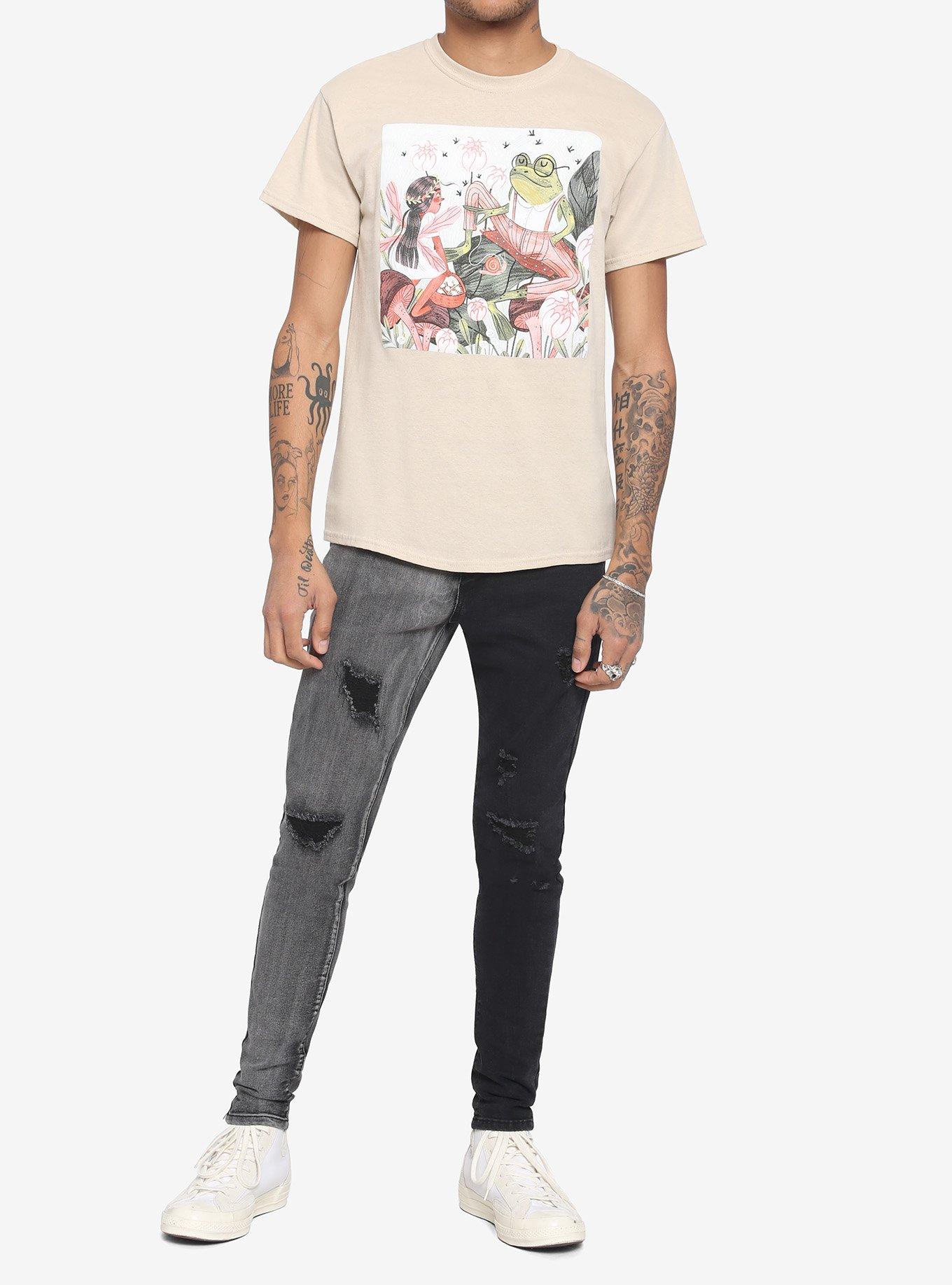 Fairy & Frog Friends T-Shirt By Iz Ptica, BLACK, alternate