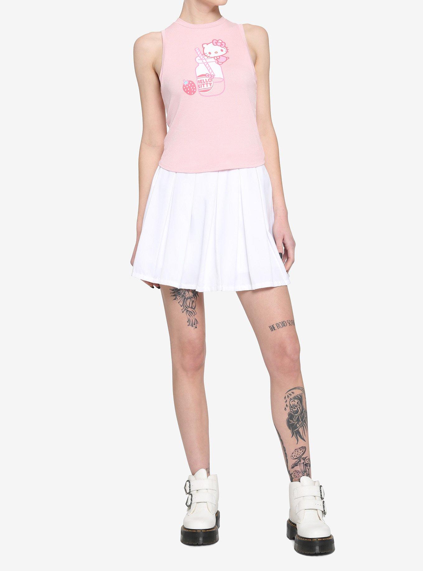 Hello Kitty Strawberry Milk Girls Crop Tank T, MULTI, alternate
