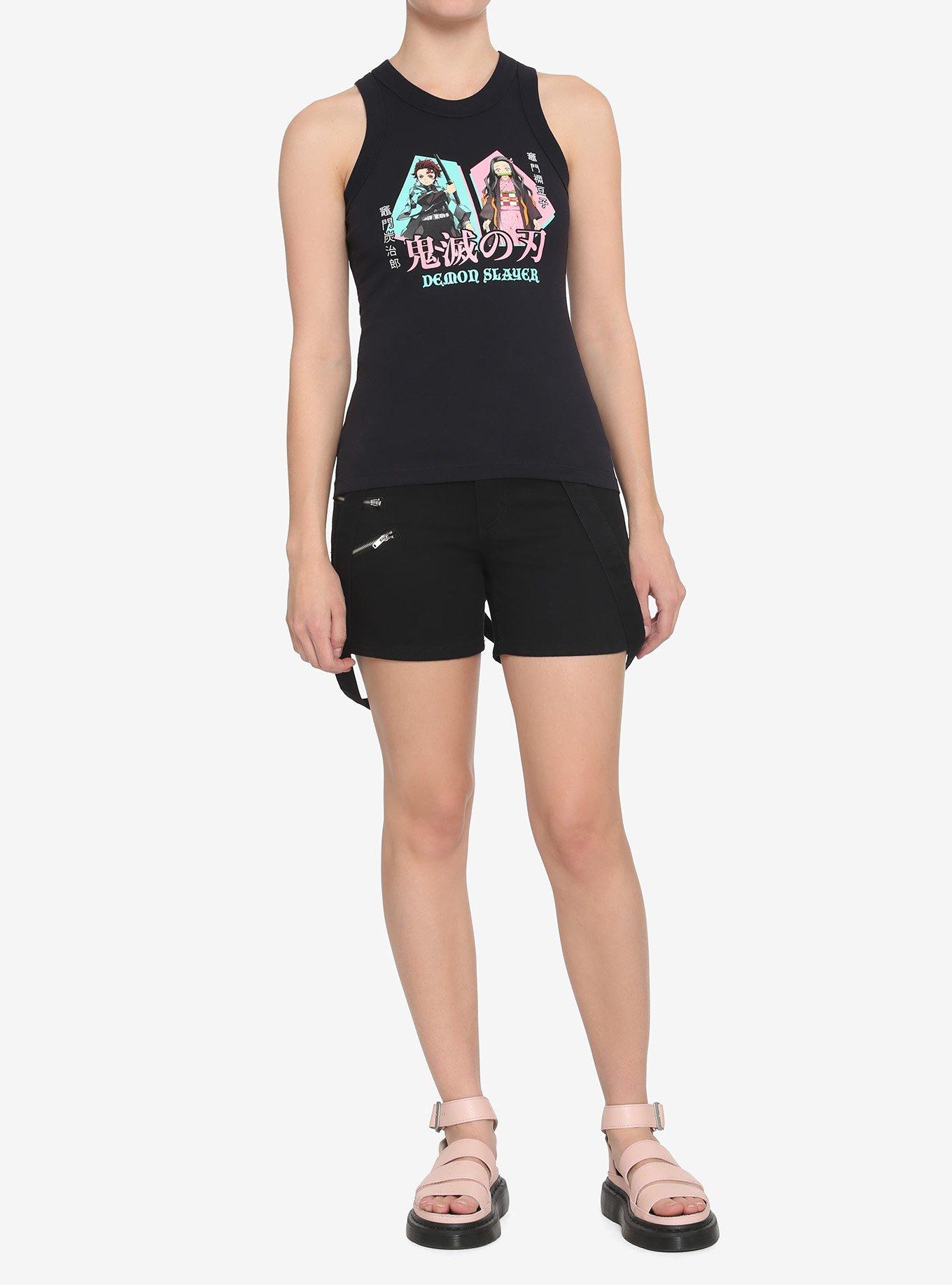 Demon Slayer: Kimetsu No Yaiba Tanjiro & Nezuko Girls Fitted Racer Tank Top, MULTI, alternate