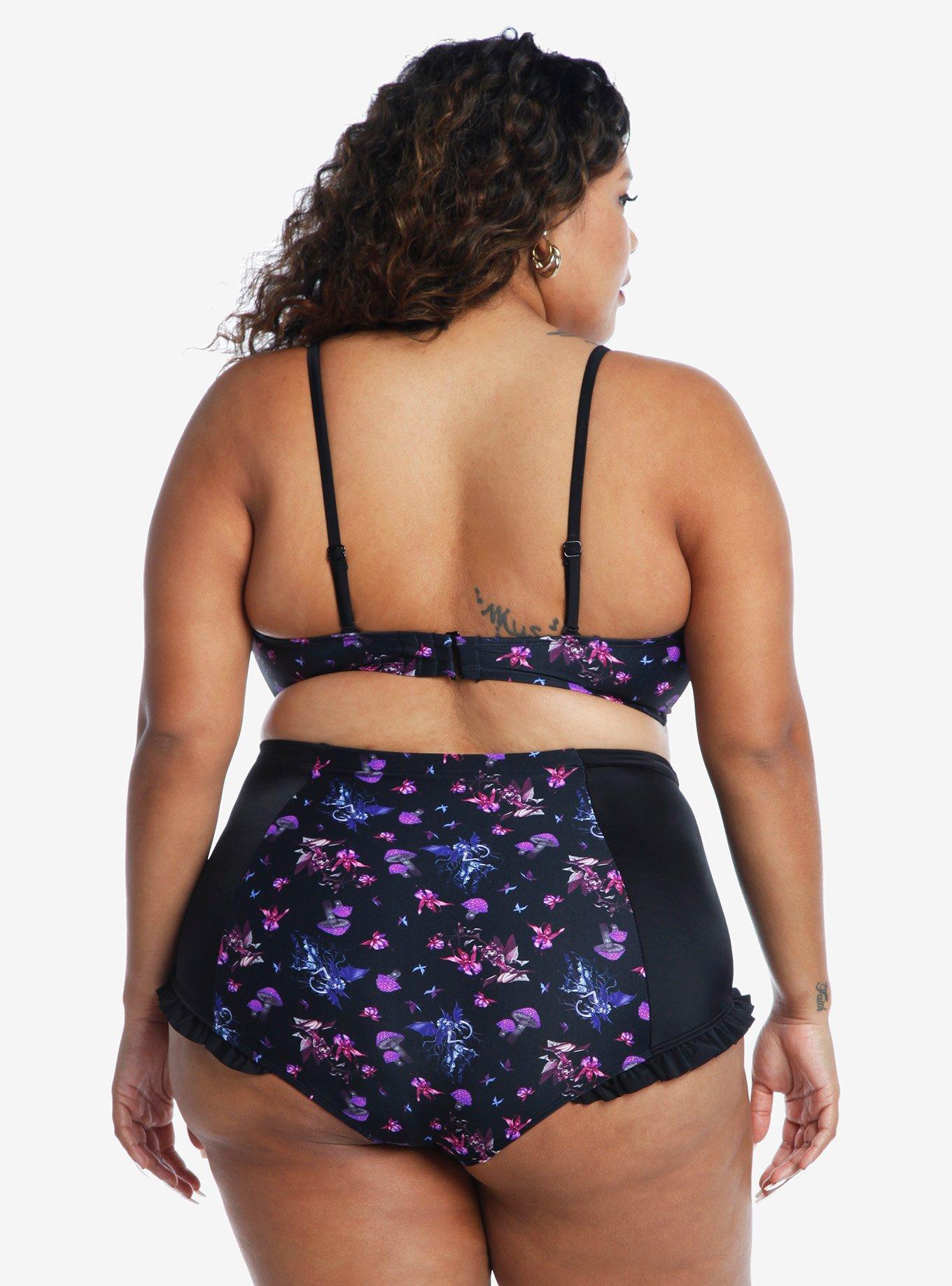 Fairies By Trick Purple Cinched Swim Top Plus Size, MULTI, alternate