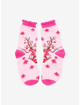 Sakura Crescent Moon Lettuce Trim Ankle Socks, , hi-res