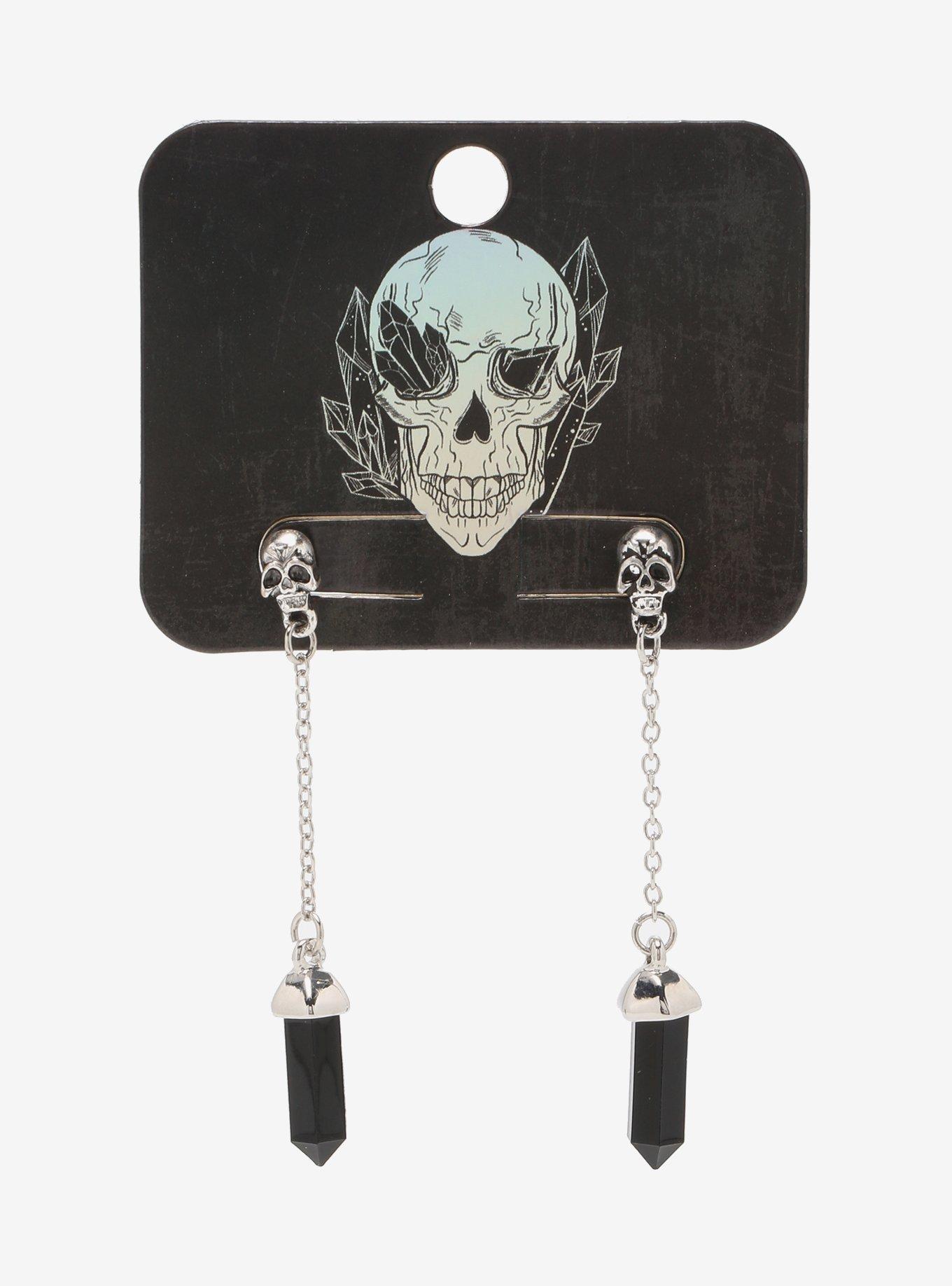 Skull Crystal Drop Earrings, , alternate