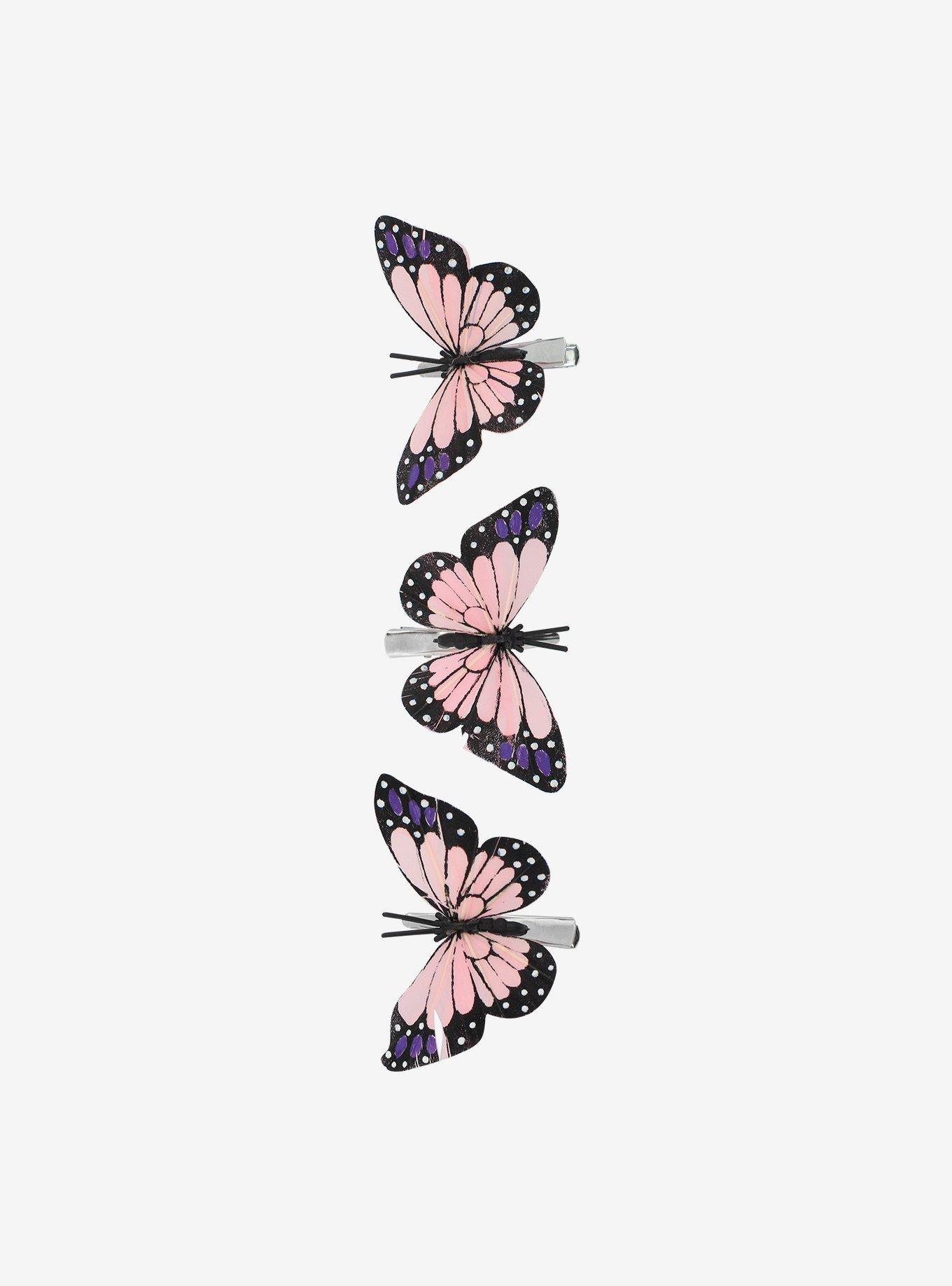 Pink Butterfly Hair Clip Set, , alternate