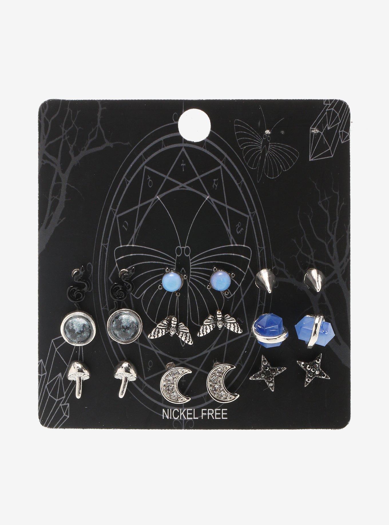 Mystical Crystal Moth Stud Earring Set, , alternate