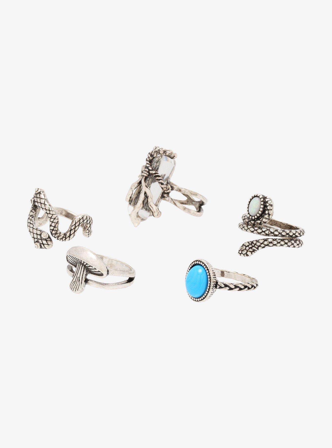 Tree Of Life Snake Crystal Ring Set, , alternate