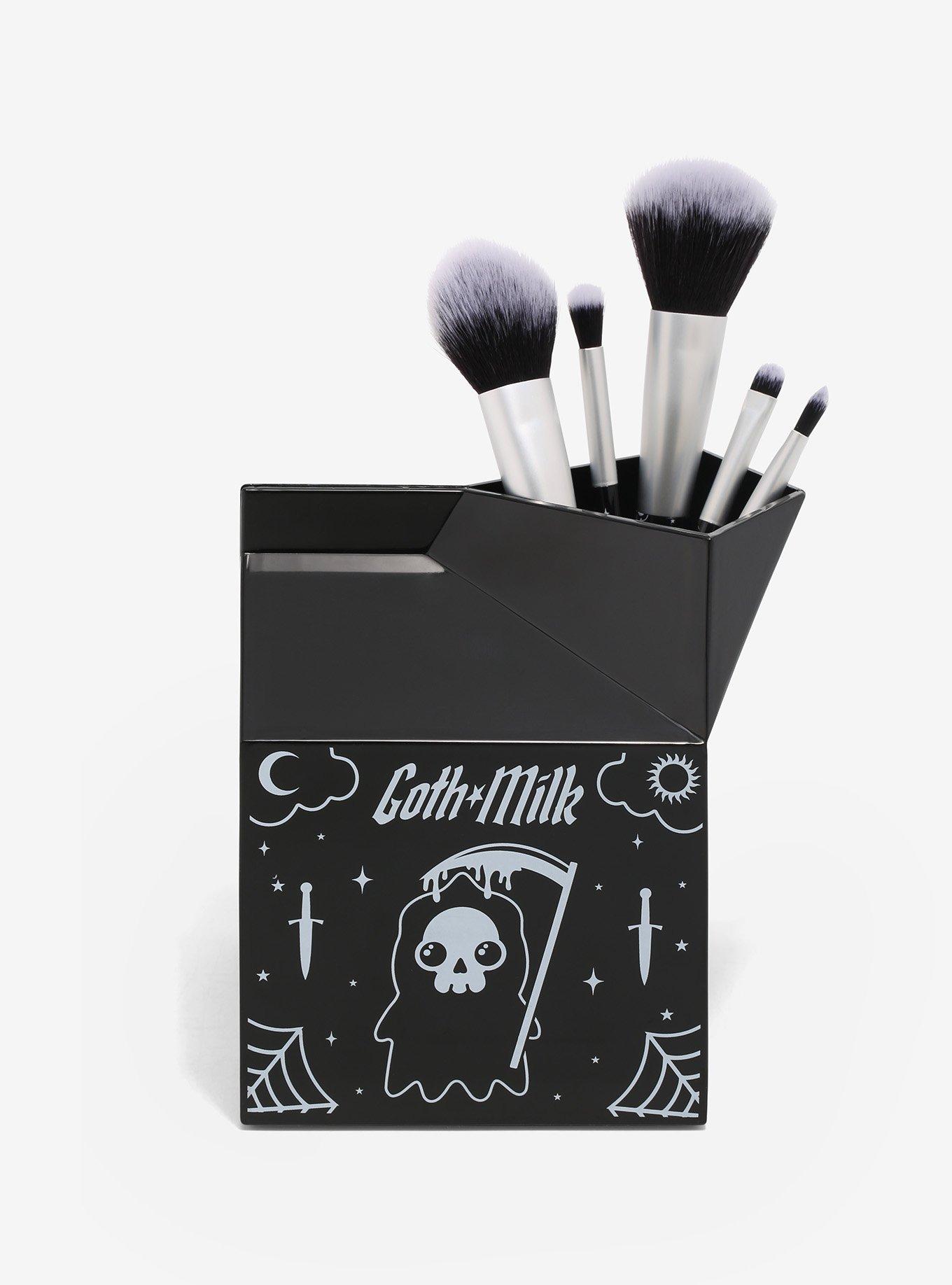 Goth Milk Makeup Brush & Holder Set, , alternate