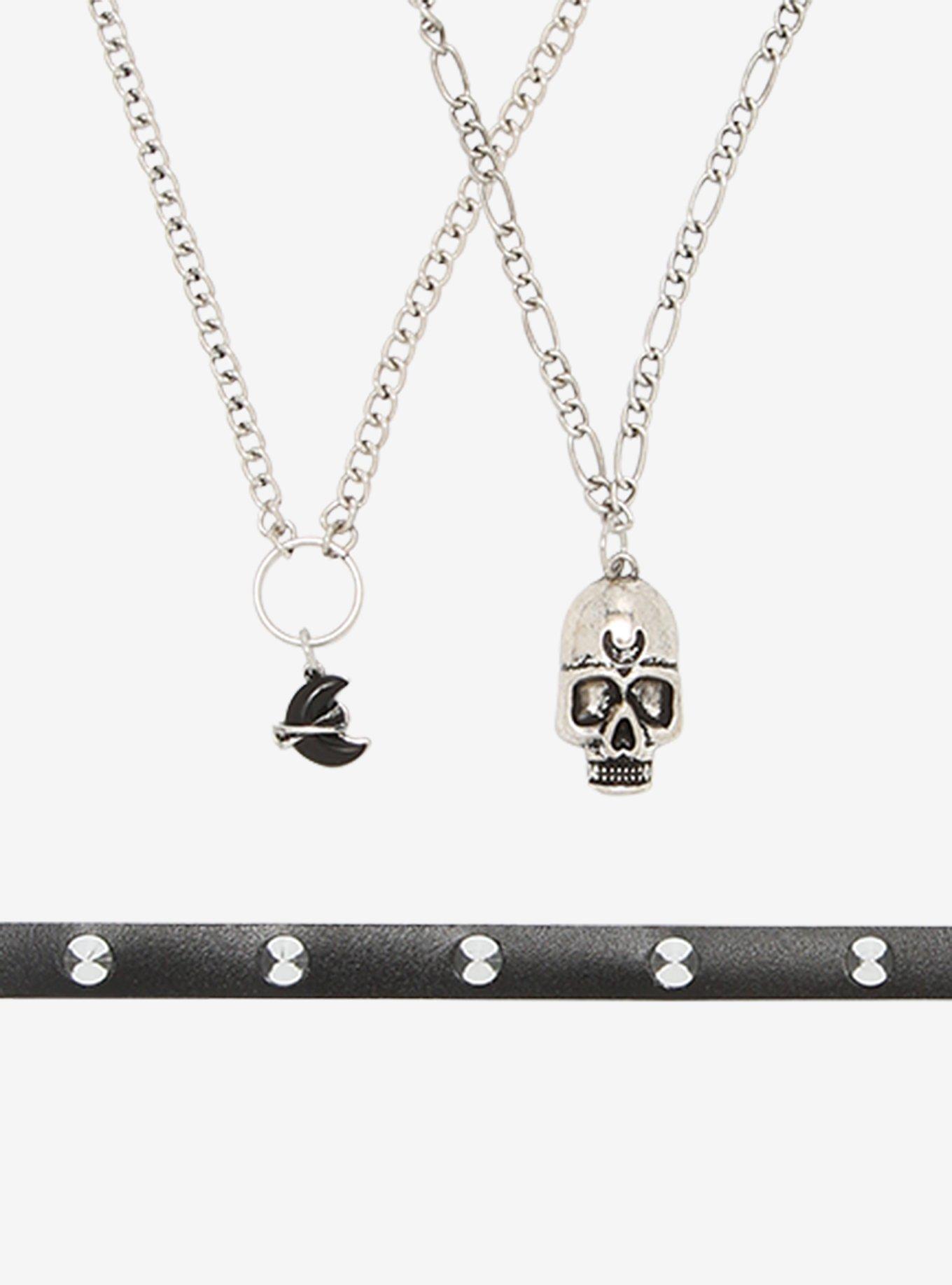 Skull & Spikes Choker Necklace Set, , alternate