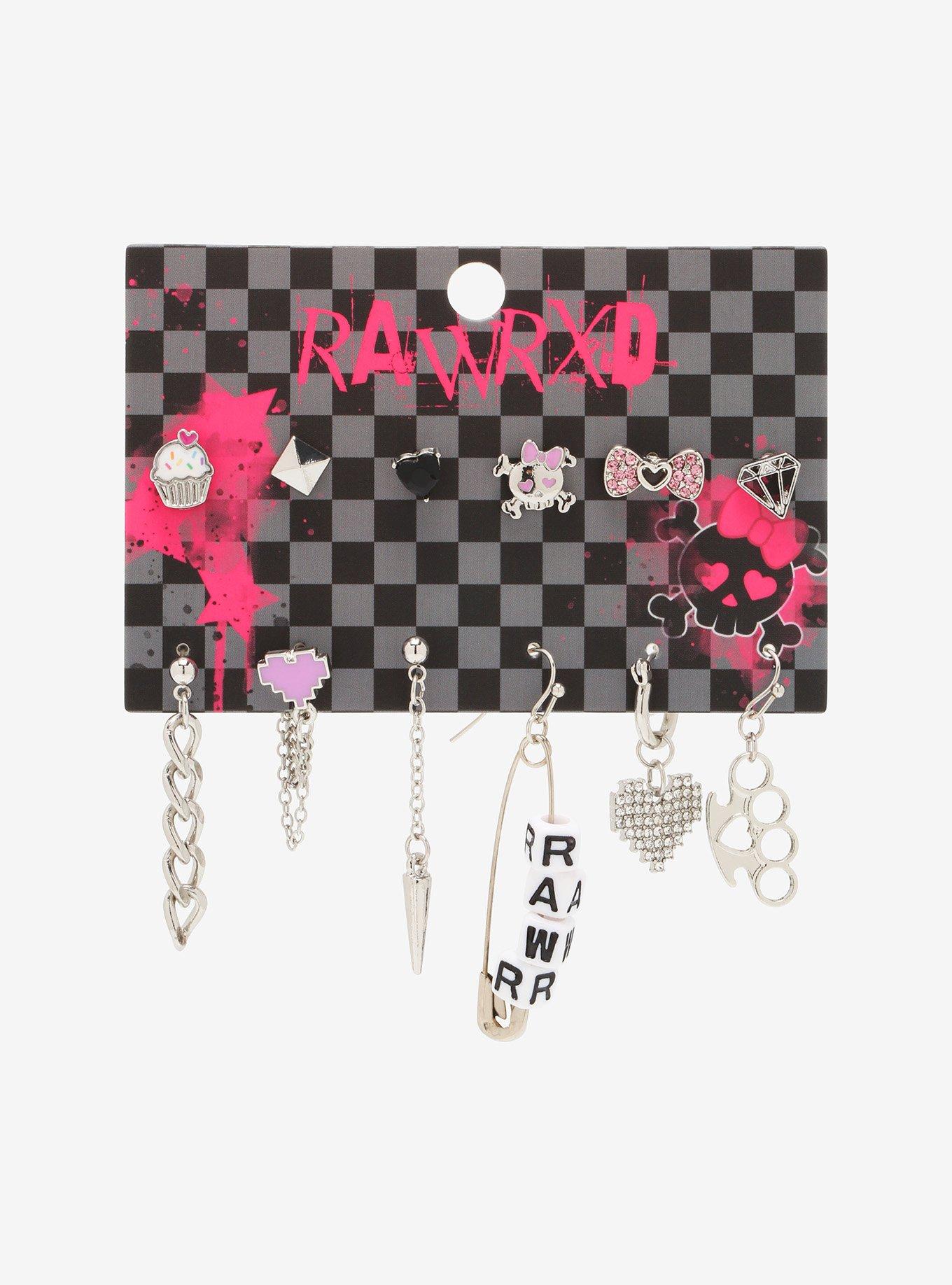 Pink Punk Mismatch Earring Set, , alternate