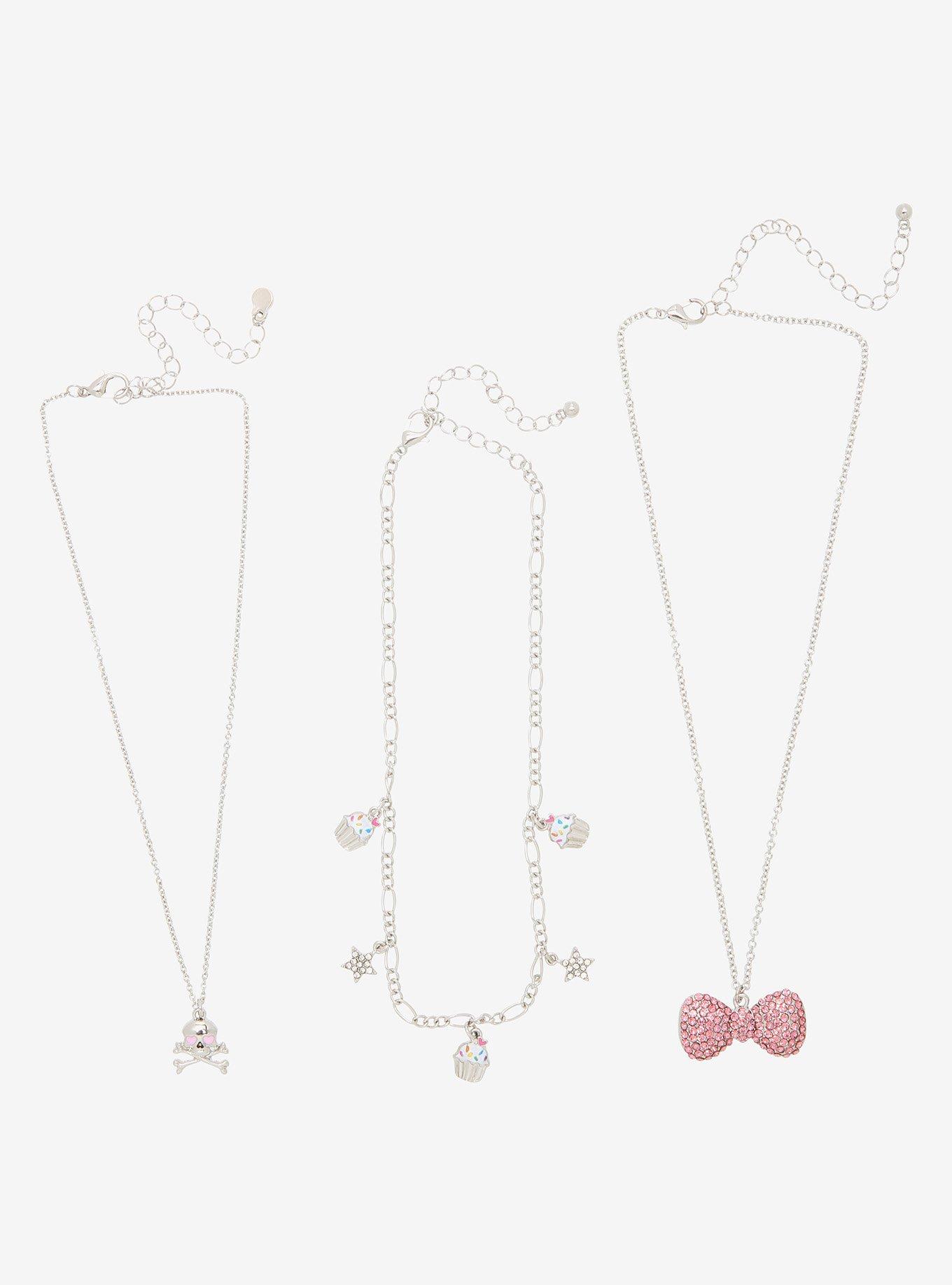 Rawr XD Bow Cupcake Skull Necklace Set, , alternate