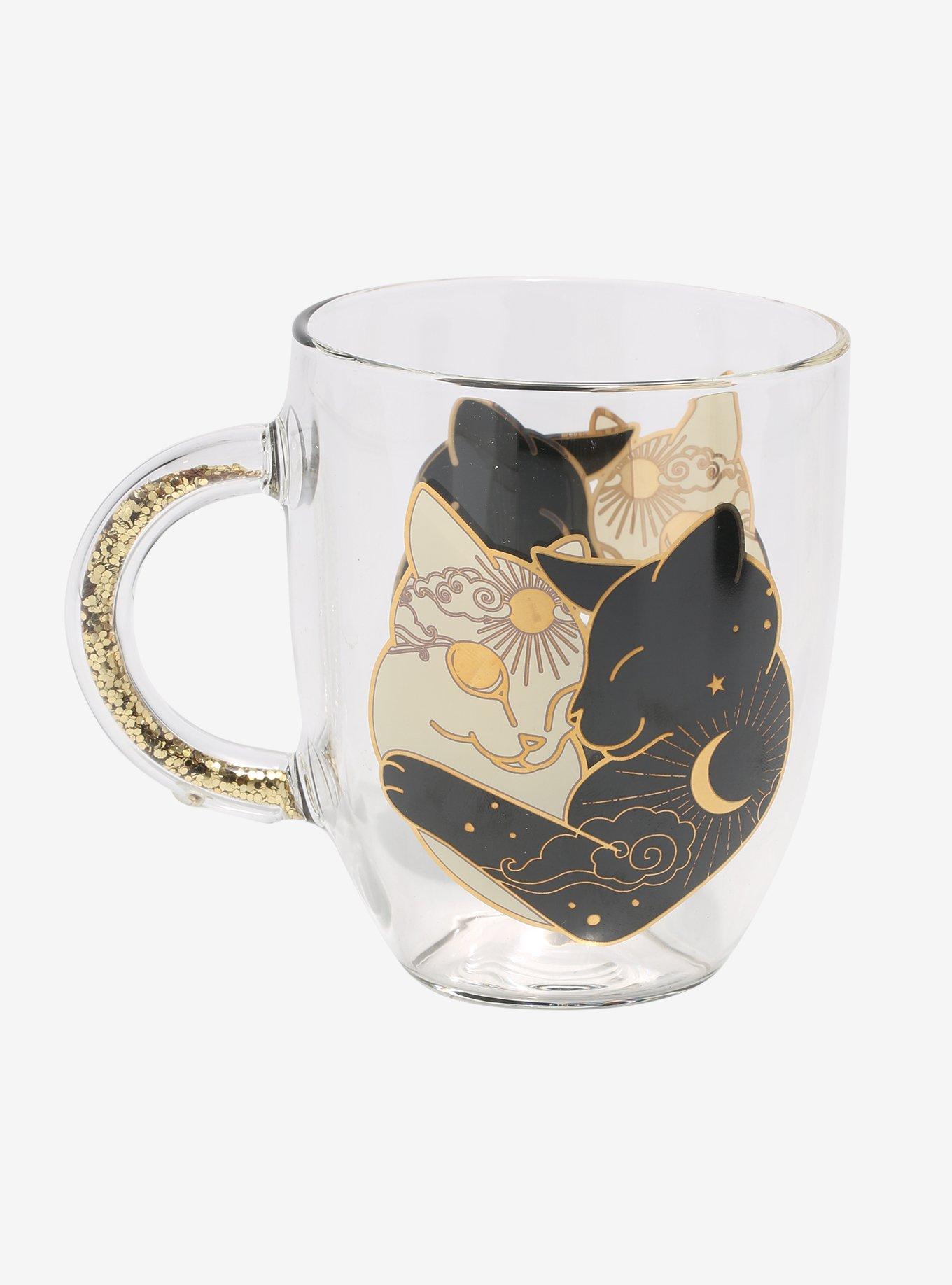 Cosmic Cat Heart Glass Mug, , alternate