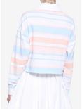 Studio Ghibli My Neighbor Totoro Pastel Stripe Girls Crop Long-Sleeve Polo Shirt, MULTI, alternate