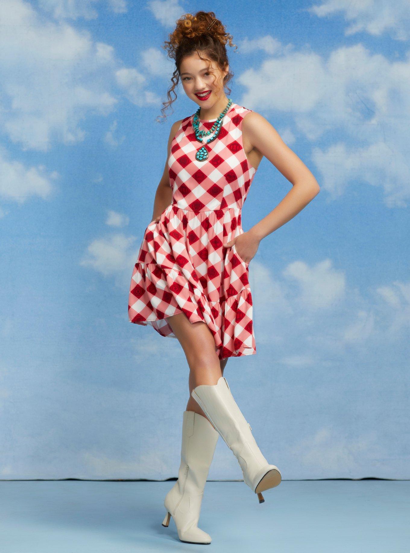 Her Universe Marvel Avengers Icons Gingham Tiered Dress, , alternate
