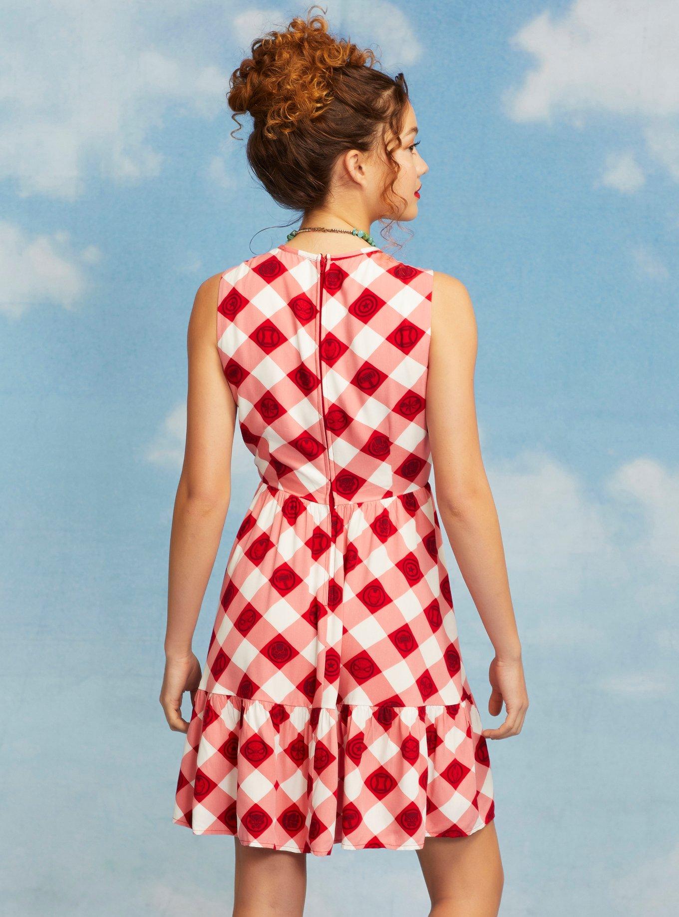 Her Universe Marvel Avengers Icons Gingham Tiered Dress, , alternate