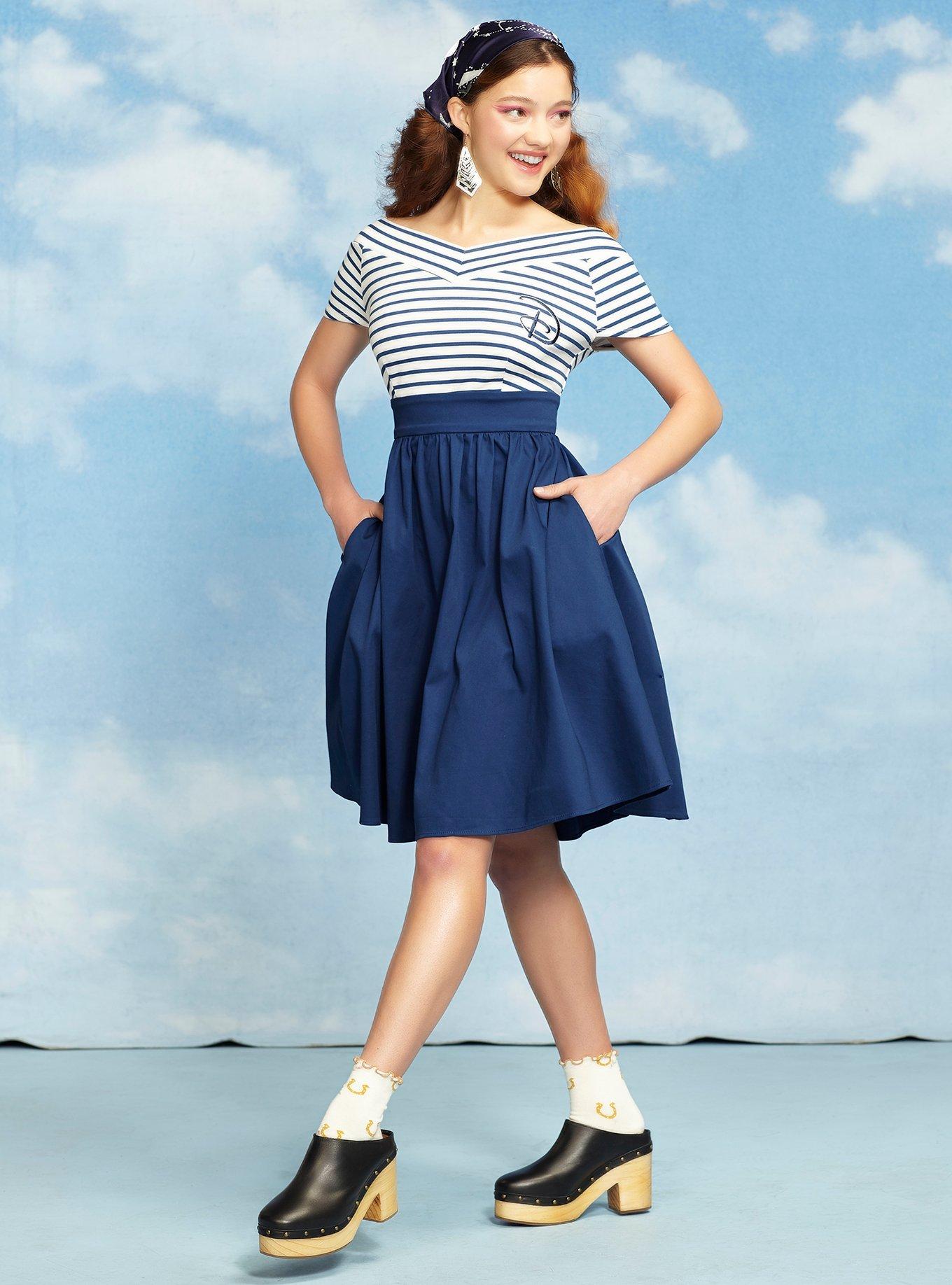 Her Universe Disney Logo Retro Cap Sleeve Dress, , alternate