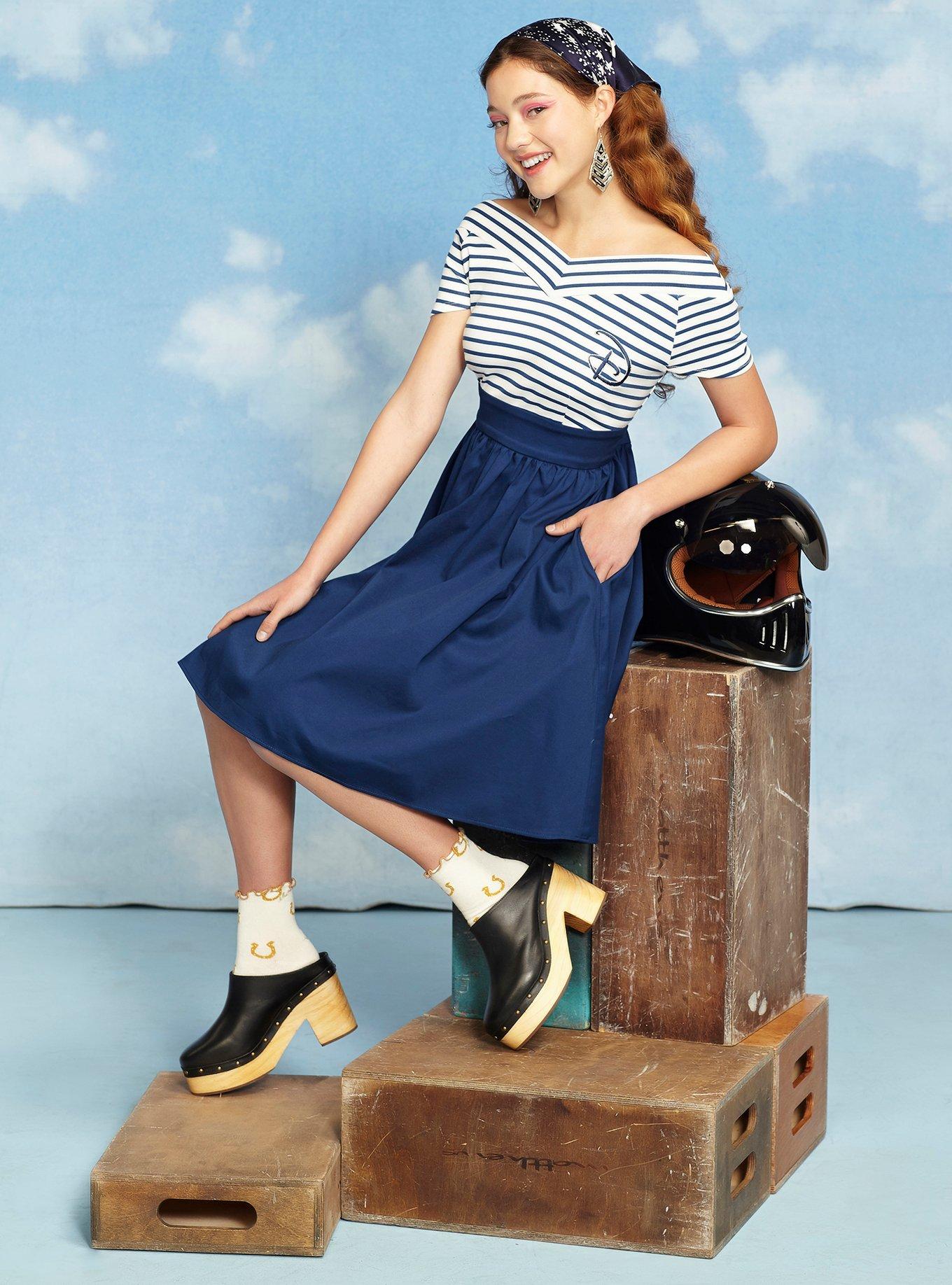 Her Universe Disney Logo Retro Cap Sleeve Dress, , alternate