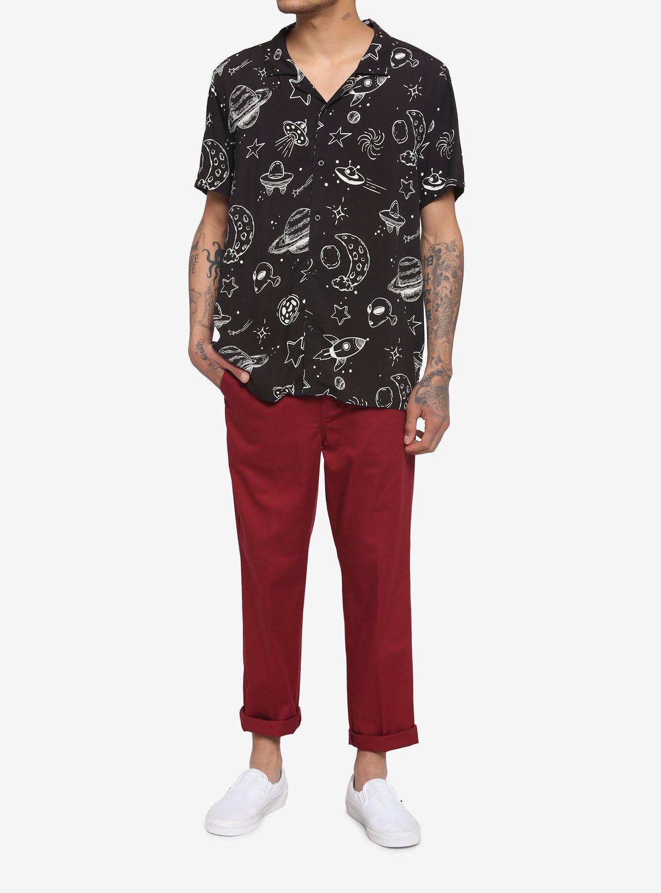 Space UFO Woven Button-Up, BLACK, alternate