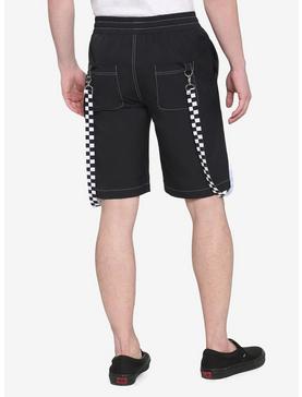 Black & White Checkered Suspender Cargo Shorts, , hi-res