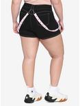 Black & Pink Suspender Shorts Plus Size, BLACK, alternate