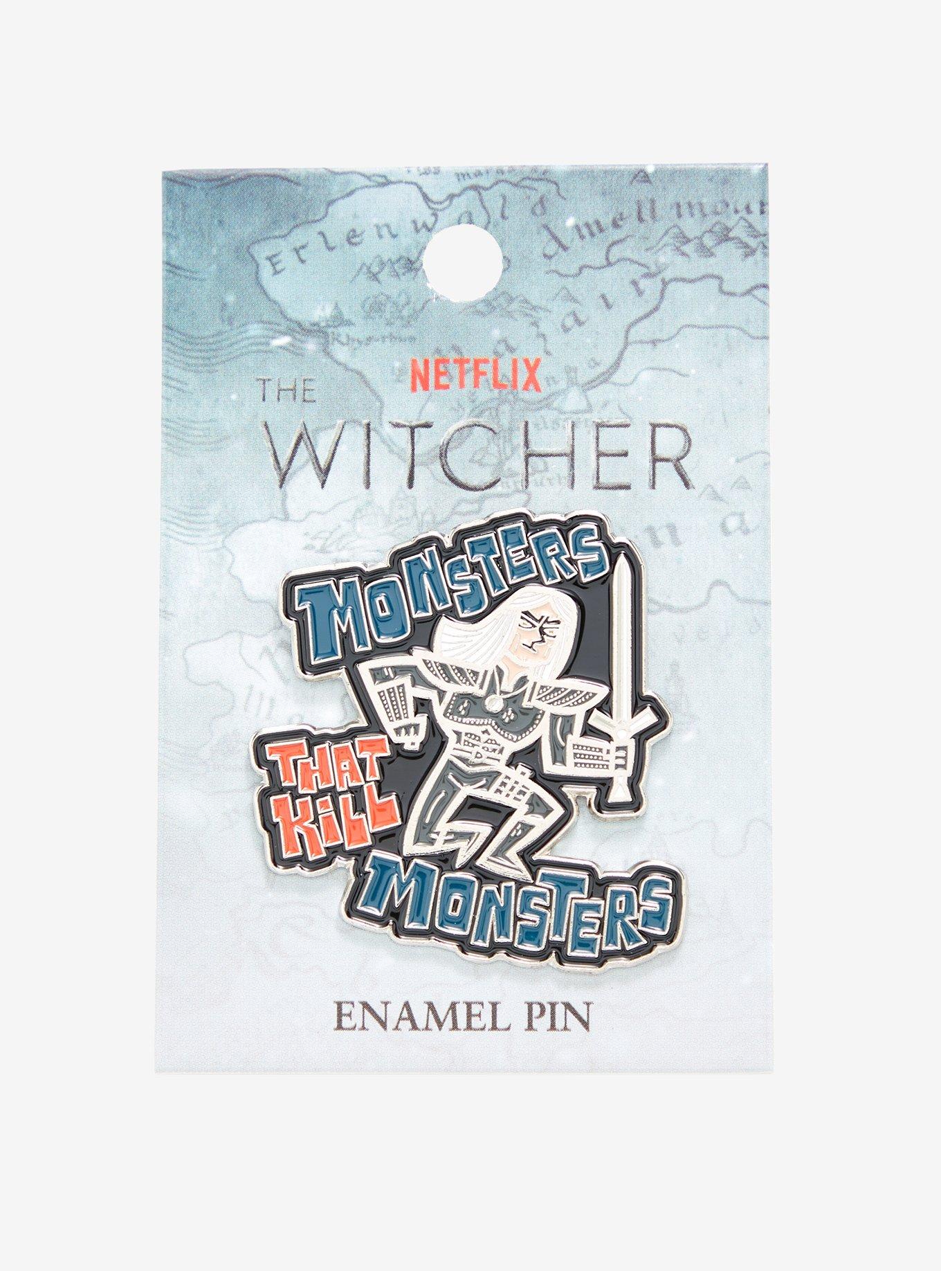 The Witcher Geralt Monsters That Kill Monsters Stylized Enamel Pin - BoxLunch Exclusive, , alternate