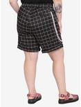 Pink & Black Grid Shorts Plus Size, BLACK, alternate