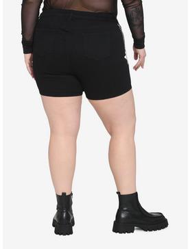 Black Front Zipper High-Waisted Shorts Plus Size, , hi-res
