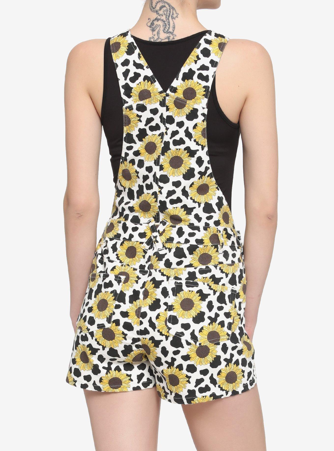 Sunflower Cow Print Shortalls, BLACK, alternate