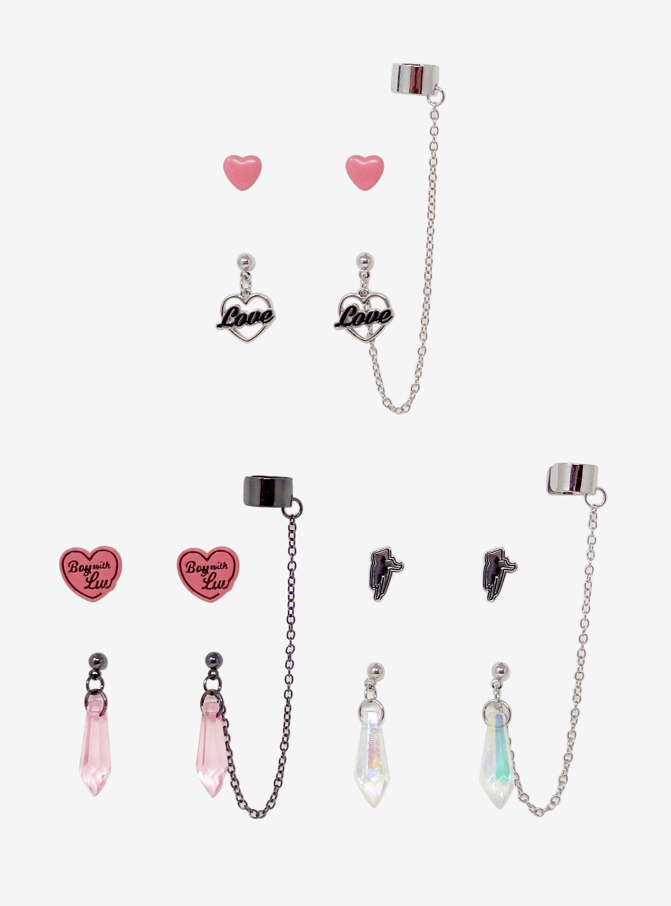 BTS Boy With Luv Mismatch Earring & Cuff Set, , alternate
