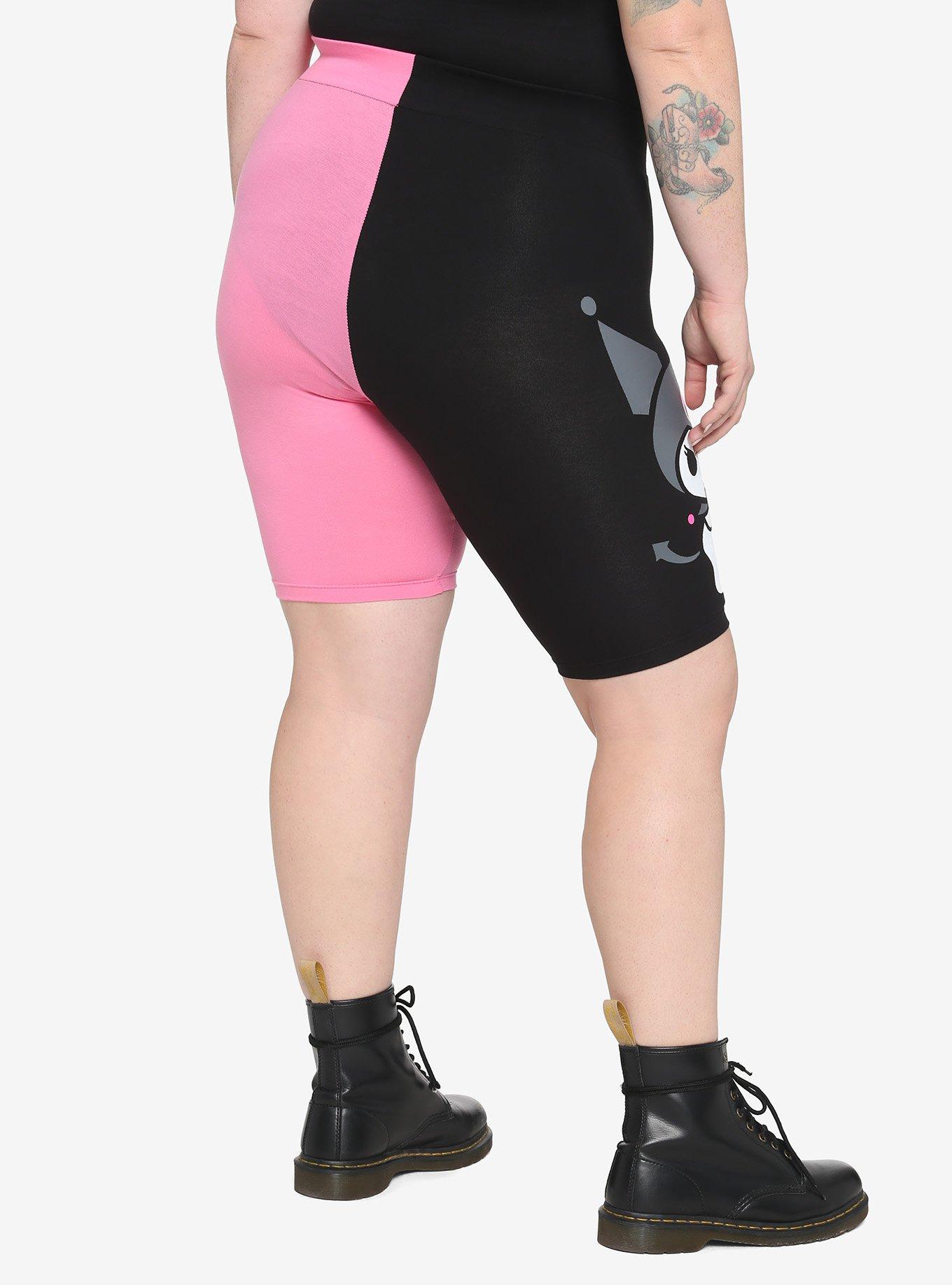 My Melody & Kuromi Split Girls Bike Shorts Plus Size, PINK, alternate