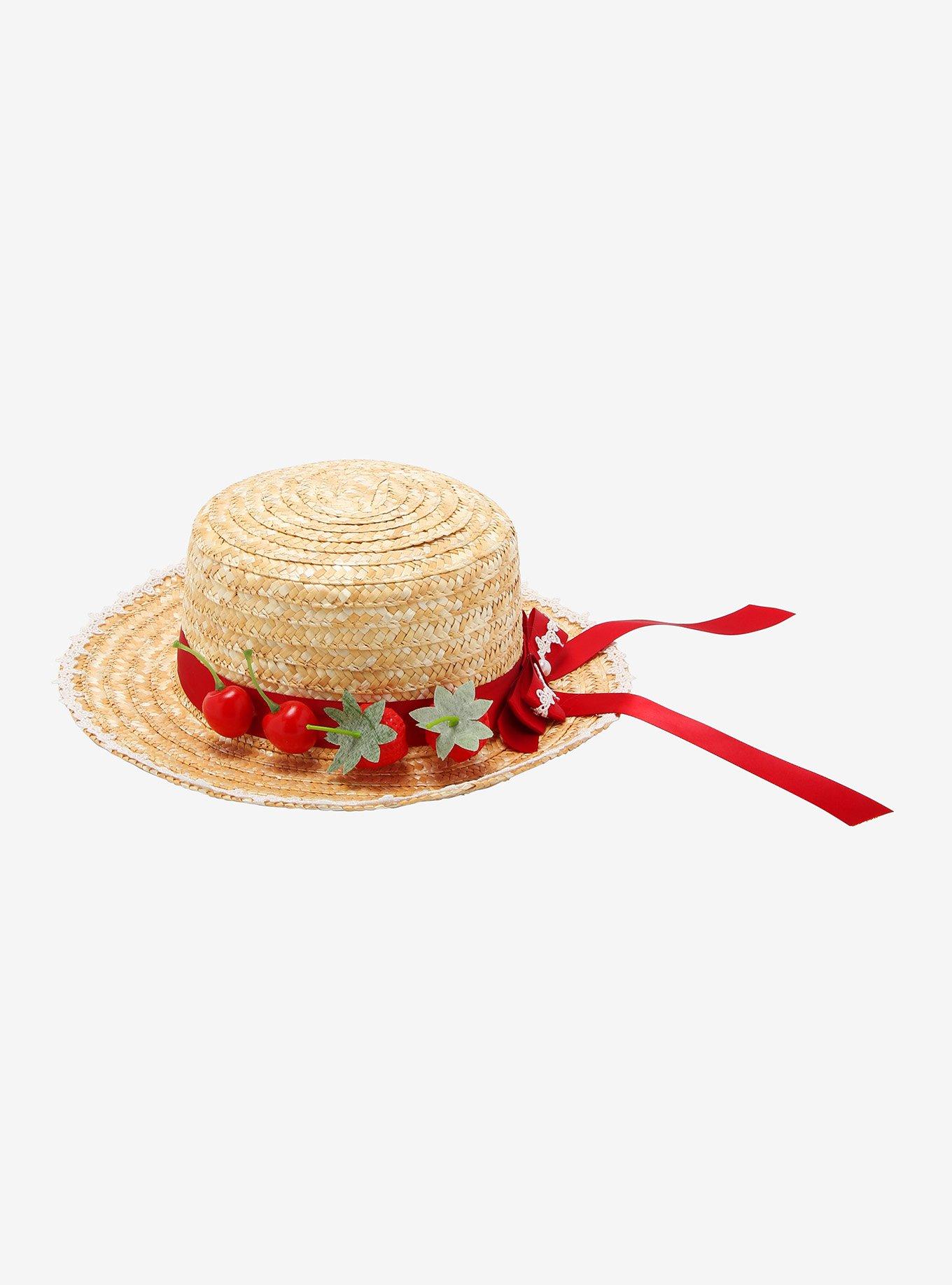 Strawberry Straw Bowler Hat, , alternate