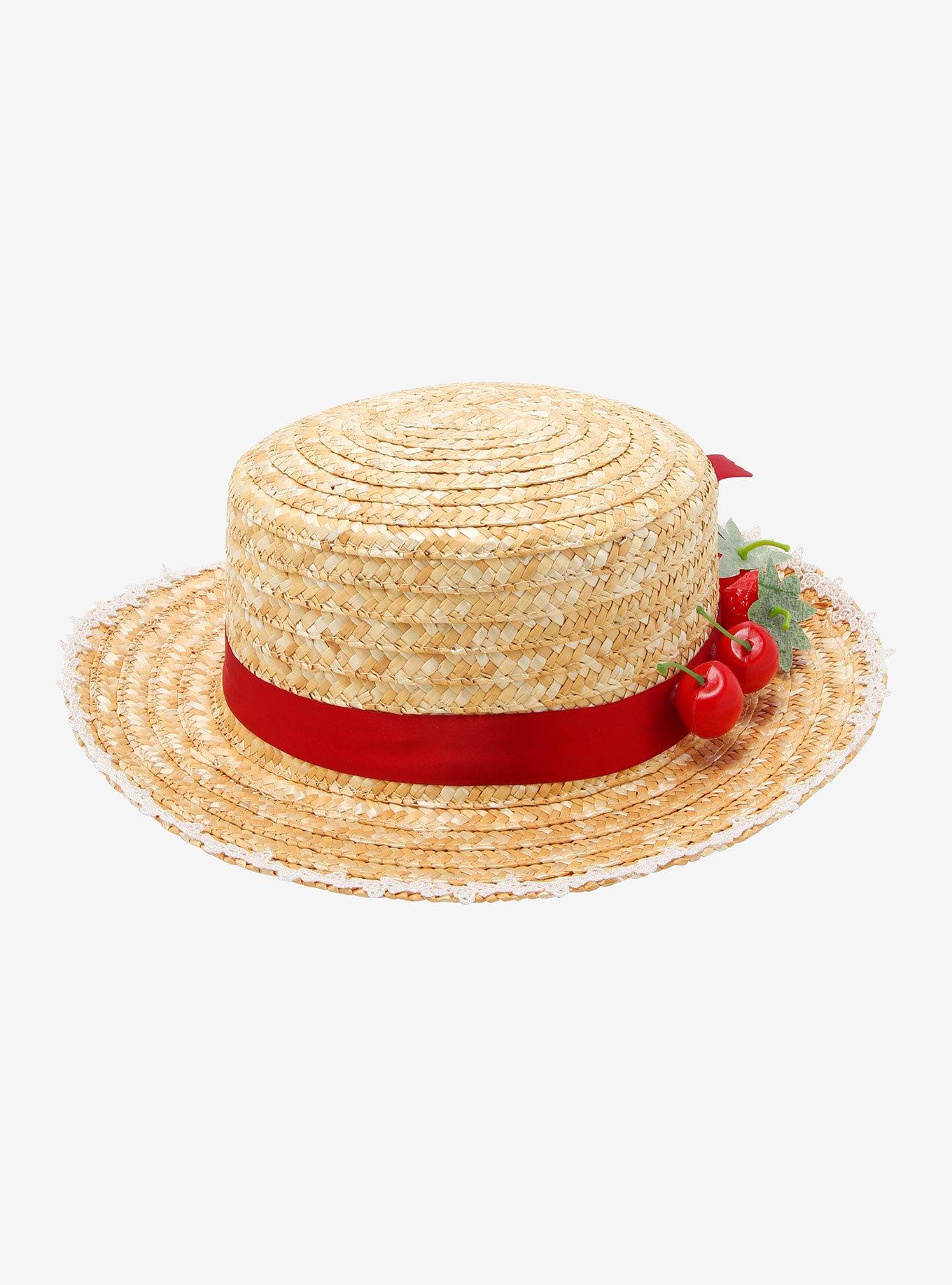 Strawberry Straw Bowler Hat, , alternate