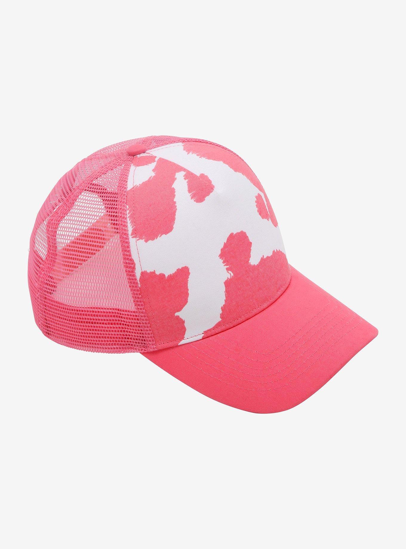 Pink Cow Print Trucker Hat, , alternate