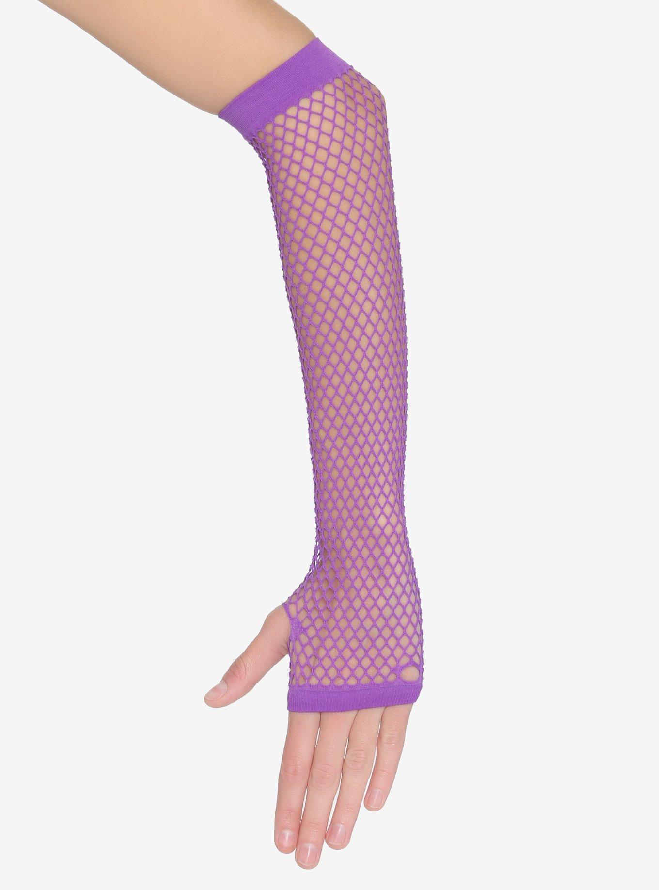 Purple Fishnet Arm Warmers, , alternate