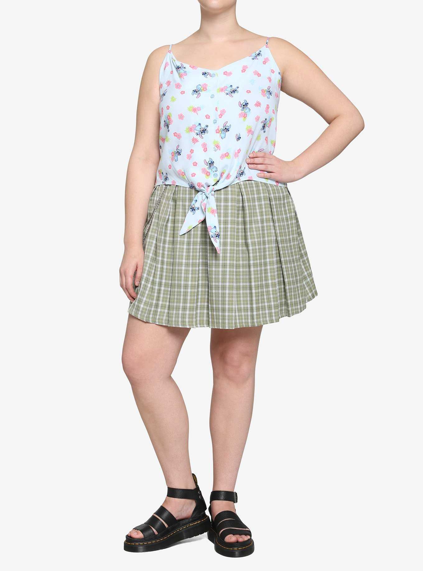 Disney Lilo & Stitch Floral Tie-Front Girls Tank Top Plus Size, , hi-res