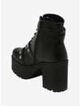 Black Multi Buckle Lace-Up Platform Boots, MULTI, alternate