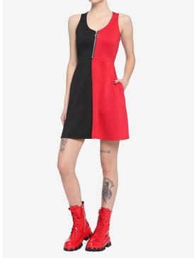 Red & Black Split Skater Dress, , hi-res