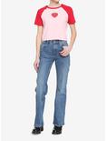 Red & Pink Strawberry Girls Raglan Crop T-Shirt, PINK, alternate