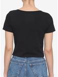 Black Heart Buttons Girls Crop T-Shirt, BLACK, alternate