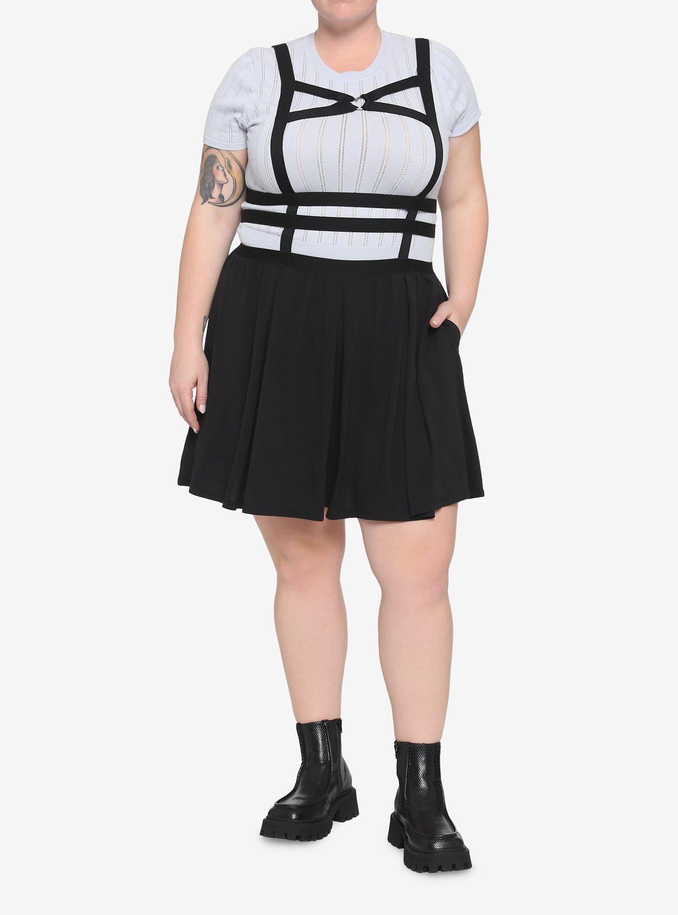 Black Heart Cage Suspender Skirt Plus Size, BLACK, alternate