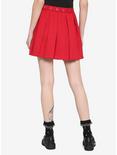 Red Heart Grommet Belt Pleated Skirt, RED, alternate