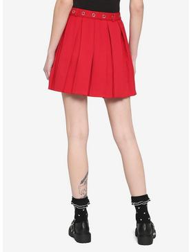 Red Heart Grommet Belt Pleated Skirt, , hi-res