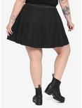 Black Heart Chain Belt Pleated Skirt Plus Size, BLACK, alternate