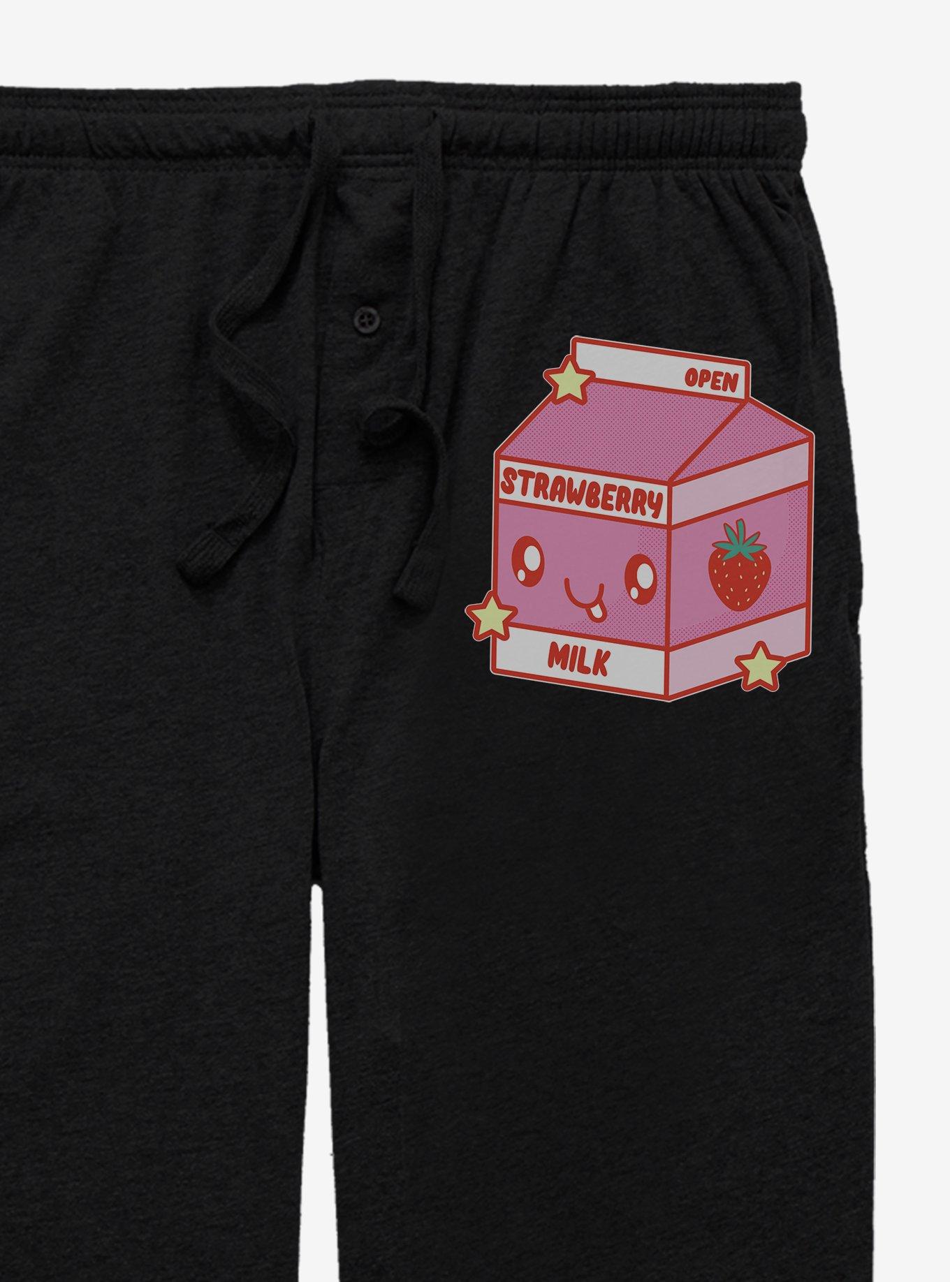 Strawberry Milk Short Sweet Pajama Pants, BLACK, alternate