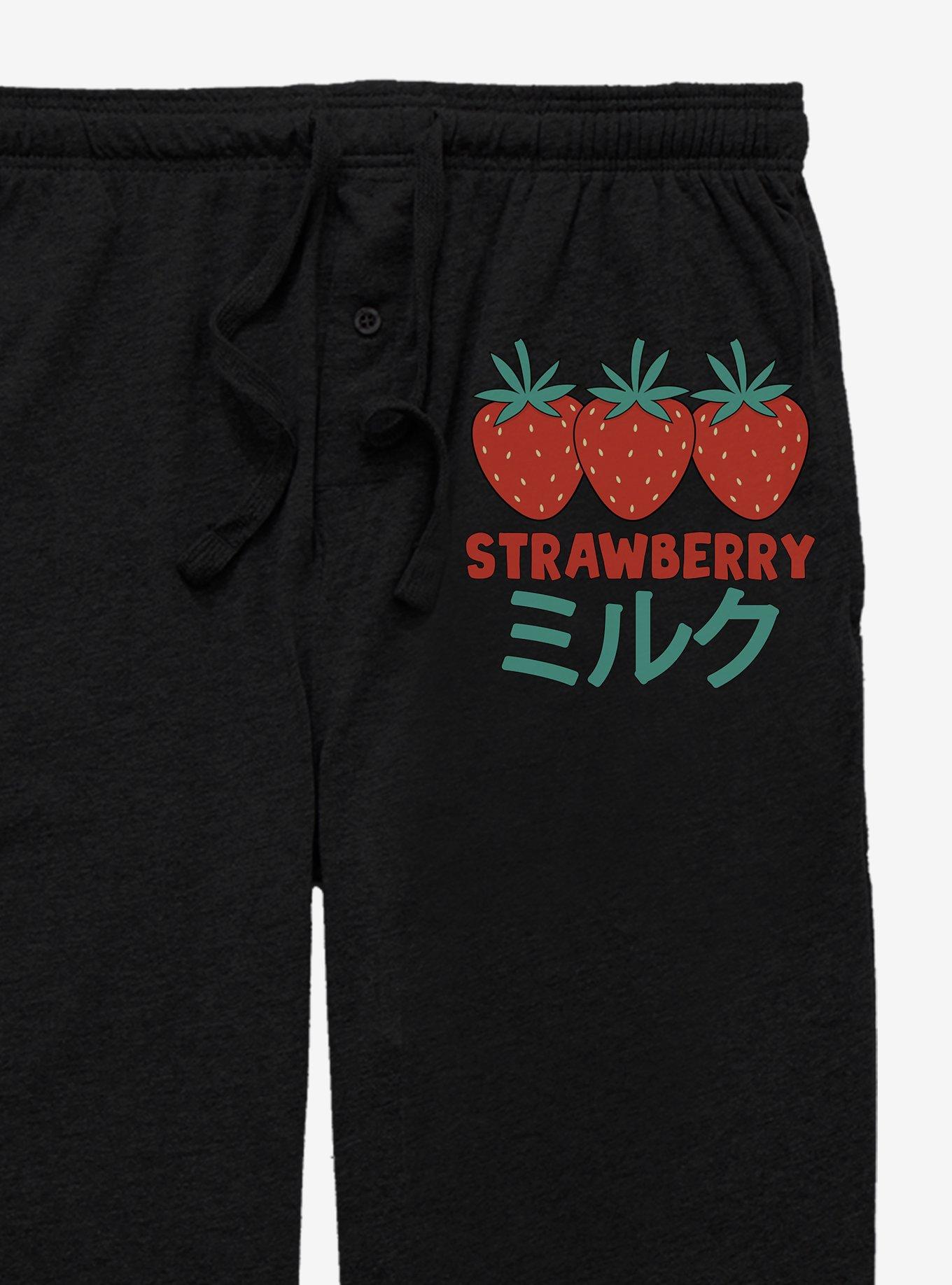 Strawberry Milk Three Berries Pajama Pants, BLACK, alternate