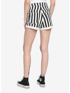 Black & White Stripe Boyfriend Shorts, , hi-res